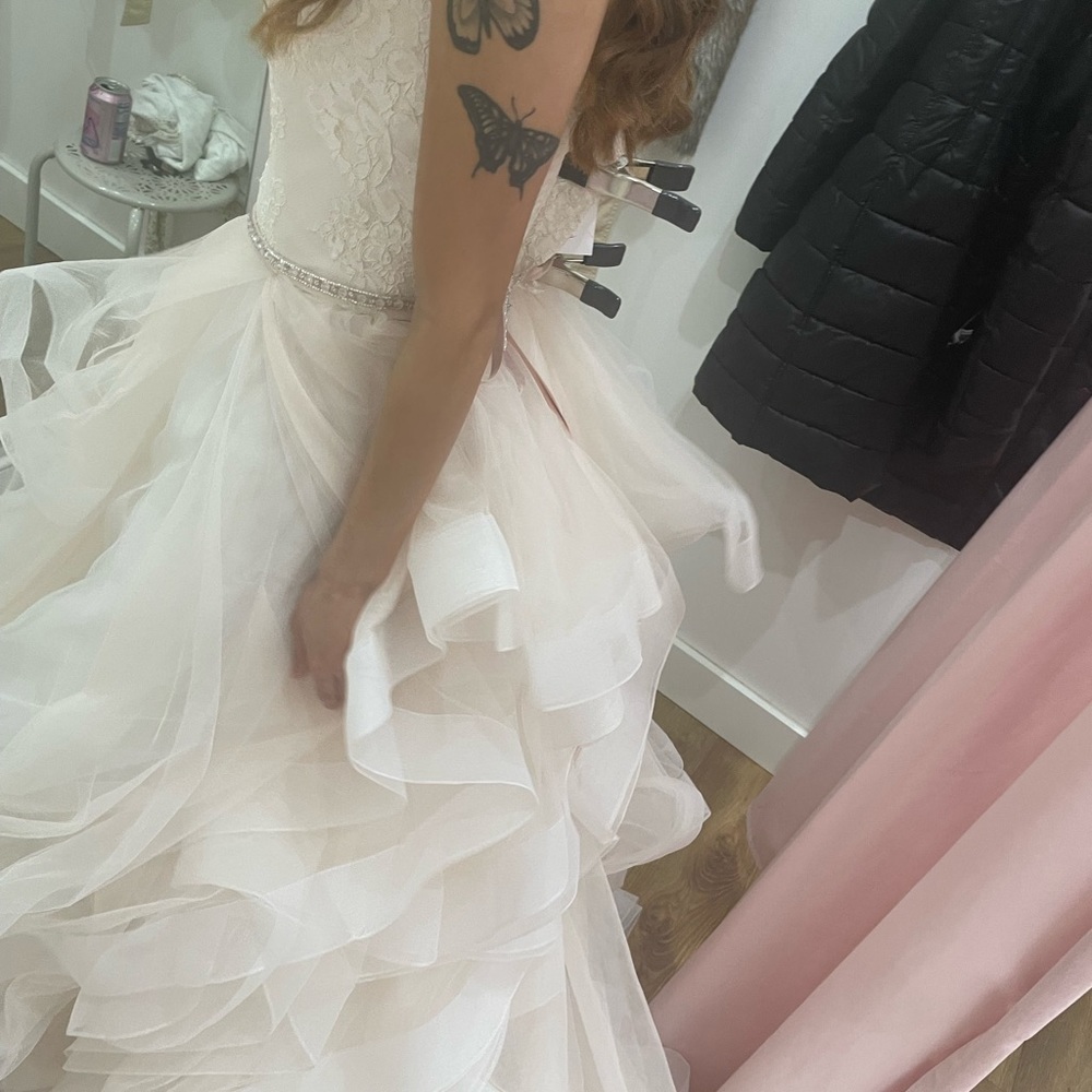 Light Blush Layered Tulle Wedding Dress New Sample Si Gem